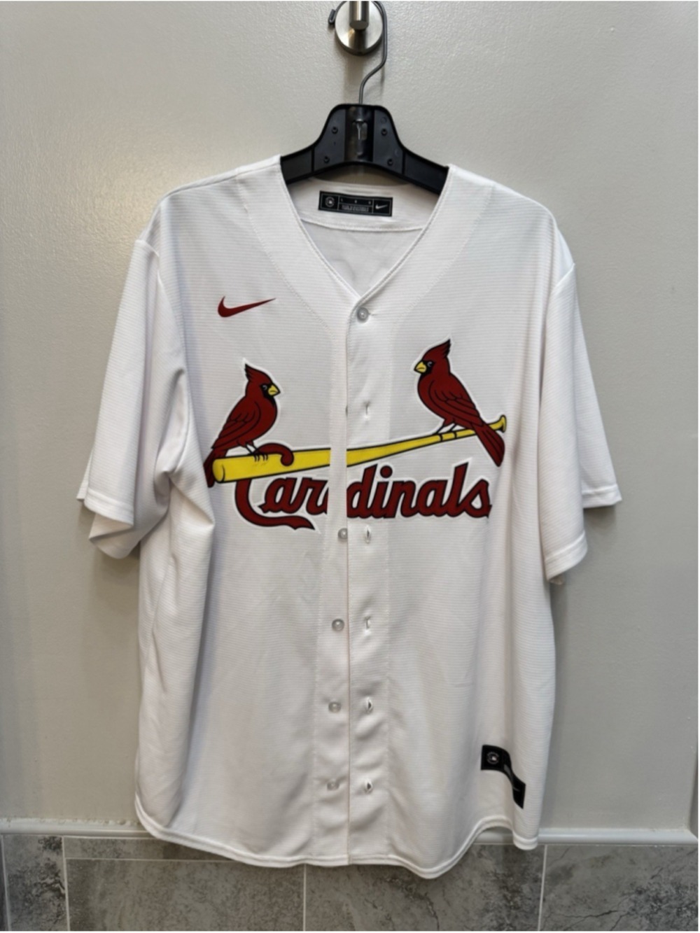 Nike St. Louis Cardinals Paul Goldschmidt #46 Men's MLB Jersey White Red Large